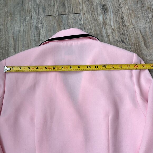 Vintage Blazer Pink and Black Jacket Medium 90s 50s Unique Bows Maximalist - Picture 7 of 12